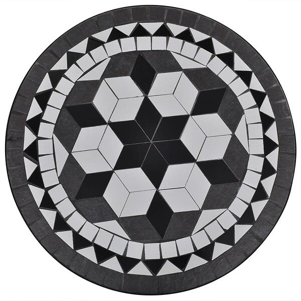 VIDAXL - vidaXL Table de bistro Noir et blanc 60 cm Mosaïque - large