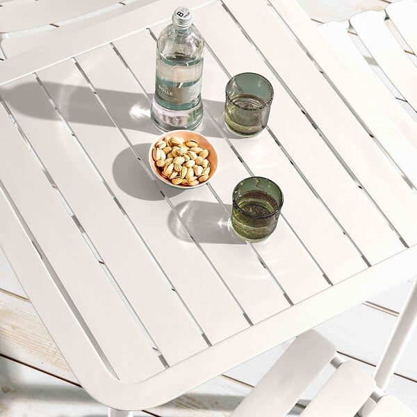 OVIALA - Table carrée de terrasse (70x70cm) blanche - Almada - large