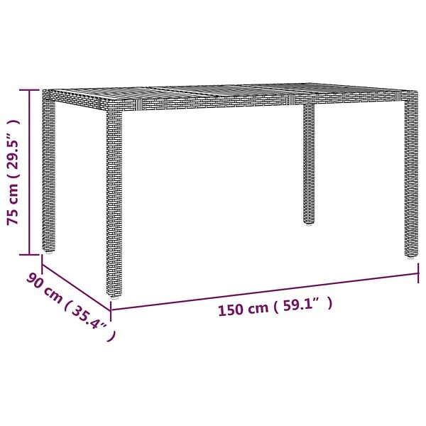 VIDAXL - vidaXL Table de jardin et dessus en bois Gris Résine tressée et acacia - large