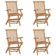 VIDAXL - vidaXL Chaises pliables de jardin lot de 4 Bois de teck solide - vignette