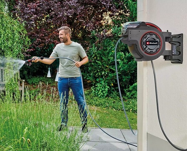 EINHELL - Dévidoir de tuyau GE-HR 18/30-1 Li-Solo - 18V - tuyau 30m - enroulement auto - pivotant 180° - sans batterie - large