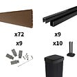 DECKLINEA - Kit Clôture Composite sur Muret RIO Bronze 16,5x1,2m - Bois composite & Aluminium - Poteaux sur Platines Noir - Brise vue - vignette