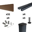 DECKLINEA - Kit Clôture Composite sur Muret RIO Bronze 7,5x1,2m - Bois composite & Aluminium - Poteaux sur Platines Gris - Brise vue - vignette
