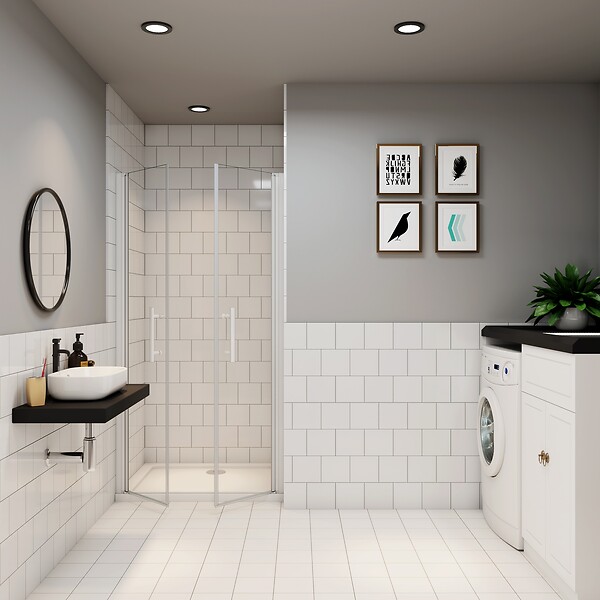 AICA SANITAIRE - Porte de douche en deux battante 80x180cm en 5mm verre anticalcaire ,installation en niche - large