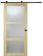 GD MENUISERIES - Porte Coulissante bois Ayous Vitrée H204 x L73 cm, Rail Roulettes, Coquilles - vignette