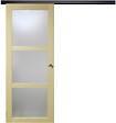 GD MENUISERIES - Porte Coulissante bois Ayous Vitrée H204 x L83 cm, Rail alu bandeau noir, Coquilles - vignette