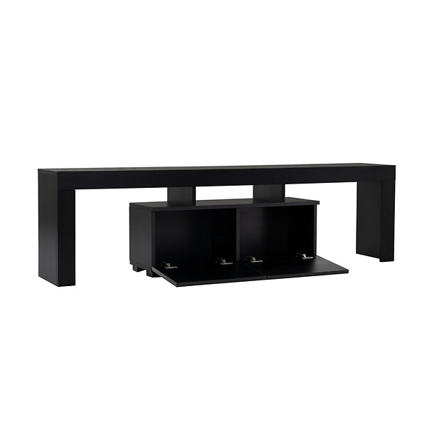 CONCEPT USINE - Meuble TV avec placards bois noir 180cm BASI - large
