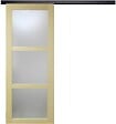 GD MENUISERIES - Porte Coulissante bois Ayous Vitrée H204 x L73 cm, Rail alu bandeau noir - vignette
