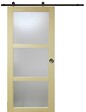 GD MENUISERIES - Porte Coulissante bois Ayous Vitrée H204 x L83 cm, Rail roulettes, Coquilles - vignette