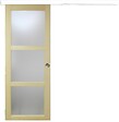 GD MENUISERIES - Porte Coulissante bois Ayous Vitrée H204 x L83 cm, Rail alu bandeau blanc, Coquilles - vignette