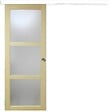 GD MENUISERIES - Porte Coulissante bois Ayous Vitrée H204 x L73 cm, Rail alu bandeau blanc, Coquilles - vignette