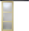 GD MENUISERIES - Porte Coulissante bois Ayous Vitrée H204 x L93 cm, Rail alu bandeau noir - vignette