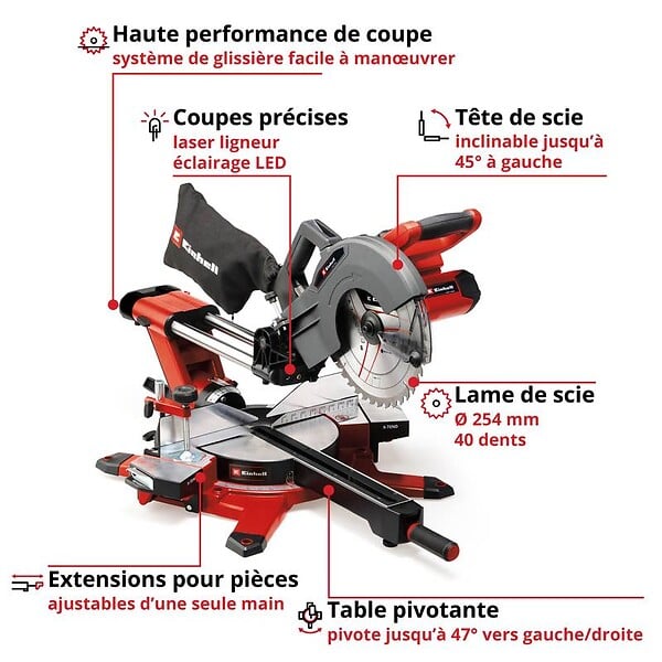 EINHELL - Scie à onglet radiale sans fil TE-SM 36/254 L Li-Solo - large