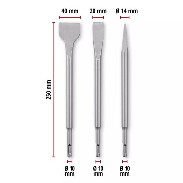 EINHELL - Coffret de burins SDS Plus , 3 pièces - large