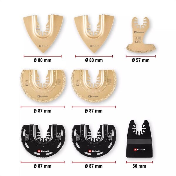 EINHELL - Coffret accessoires XLPlus Multi-Tools - 10 pièces - lames de coupe et racloir - boîte de rangement - large