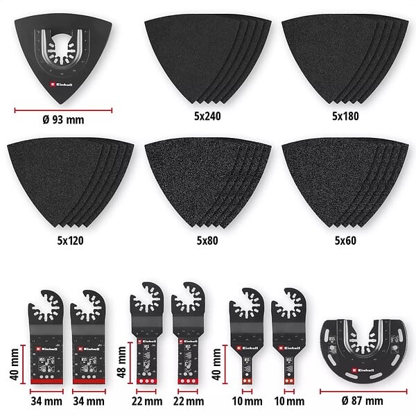 EINHELL - Coffret accessoires XLPlus Multi-Tools - 35 pièces - lames, racloir, ponçage - boîte de rangement - large