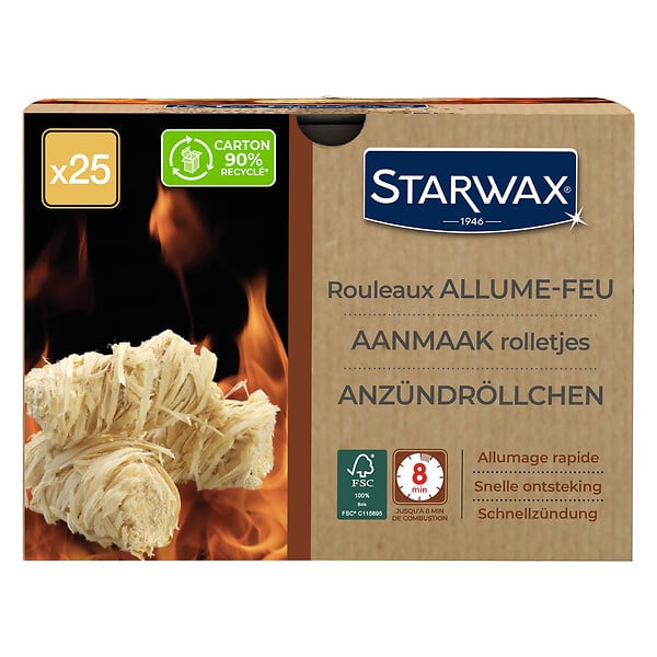 STARWAX - Rouleaux allume-feu FSC - 25 pièces - large