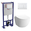 SWISS AQUA TECHNOLOGIES - Swiss Aqua Technologies Pack WC bâti-autoportant + WC SAT infinitio sans bride fixations invisibles + Abattant softclose + Plaque blanche - vignette