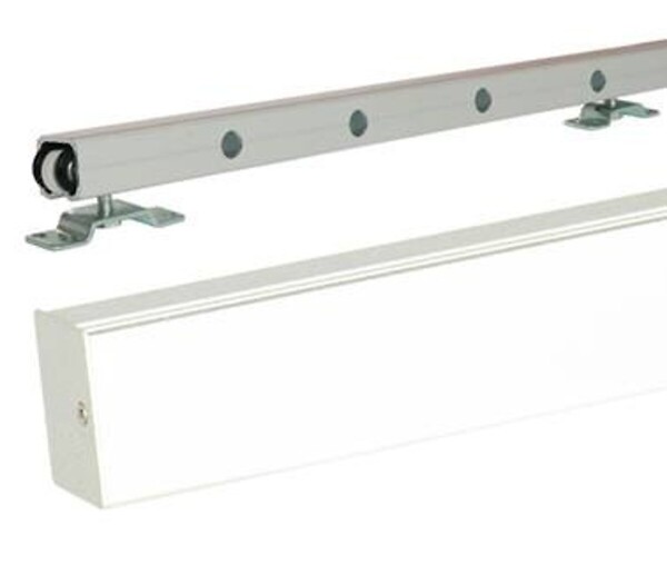 GD MENUISERIES - Porte Coulissante Atelier Noir H204 x L83 cm sans meneau, Rail Alu Bandeau blanc, Coquilles - large