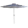 HAPPY GARDEN - Parasol droit BANDOL rond 2,70m de diamètre à rayures bleues - vignette
