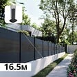 DECKLINEA - Kit Clôture Aluminium BAHIA & CRUZ Ardoise 16,5x1,2m - Bois Composite & Aluminium - Poteaux Gris - Brise Vue - Palissade - vignette