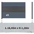 DECKLINEA - Kit Clôture Aluminium BAHIA & CRUZ Ardoise 16,5x1,2m - Bois Composite & Aluminium - Poteaux Gris - Brise Vue - Palissade - vignette