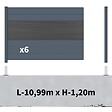 DECKLINEA - Kit Clôture Aluminium BAHIA & CRUZ Ardoise 11,03x1,2m - Bois Composite & Aluminium - Poteaux Gris - Brise Vue - Palissade - vignette
