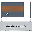 DECKLINEA - Kit Clôture Aluminium BAHIA & CRUZ Teck 11,03x1,2m - Bois Composite & Aluminium - Poteaux Gris - Brise Vue - Palissade - vignette
