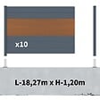 DECKLINEA - Kit Clôture Aluminium BAHIA & CRUZ Teck 18,33x1,2m - Bois Composite & Aluminium - Poteaux Gris - Brise Vue - Palissade - vignette