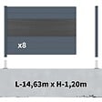 DECKLINEA - Kit Clôture Aluminium BAHIA & CRUZ Ardoise 14,68x1,2m - Bois Composite & Aluminium - Poteaux Gris - Brise Vue - Palissade - vignette