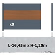 DECKLINEA - Kit Clôture Aluminium BAHIA & CRUZ Teck 16,5x1,2m - Bois Composite & Aluminium - Poteaux Gris - Brise Vue - Palissade - vignette