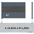 DECKLINEA - Kit Clôture Aluminium BAHIA & CRUZ Ardoise 12,85x1,2m - Bois Composite & Aluminium - Poteaux Gris - Brise Vue - Palissade - vignette
