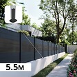 DECKLINEA - Kit Clôture Aluminium BAHIA & CRUZ Ardoise 5,5x1,2m - Bois Composite & Aluminium - Poteaux Gris - Brise Vue - Palissade - vignette