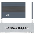 DECKLINEA - Kit Clôture Aluminium BAHIA & CRUZ Ardoise 5,5x1,2m - Bois Composite & Aluminium - Poteaux Gris - Brise Vue - Palissade - vignette