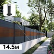 DECKLINEA - Kit Clôture Aluminium BAHIA & CRUZ Teck 14,68x1,2m - Bois Composite & Aluminium - Poteaux Gris - Brise Vue - Palissade - vignette