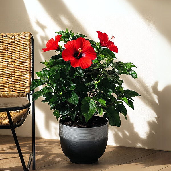 PLANT IN A BOX - Hibiscus de Chine - Hibiscus rosa-sinensis - Hauteur 40-50cm - Pot 17cm - large