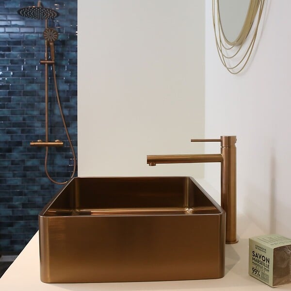 ESSEBAGNO - Luisa mitigeur lavabo haut cuivre brossé - large