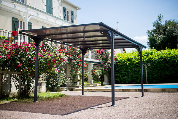 HABRITA - Carport aluminium - Gris anthracite - L.294xP.500cm - large