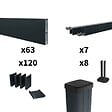 DECKLINEA - Kit Clôture Aluminium Ajourée sur Muret OLINDA Anthracite 12,85x1,2m - Lames ajourées 21x45x1780 mm - Brise Vue - Palissade - vignette