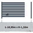 DECKLINEA - Kit Clôture Aluminium Ajourée sur Muret OLINDA Anthracite 11,03x1,2m - Lames ajourées 21x45x1780 mm - Brise Vue - Palissade - vignette