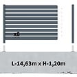 DECKLINEA - Kit Clôture Aluminium Ajourée sur Muret OLINDA Anthracite 14,68x1,2m - Lames ajourées 21x45x1780 mm - Brise Vue - Palissade - vignette