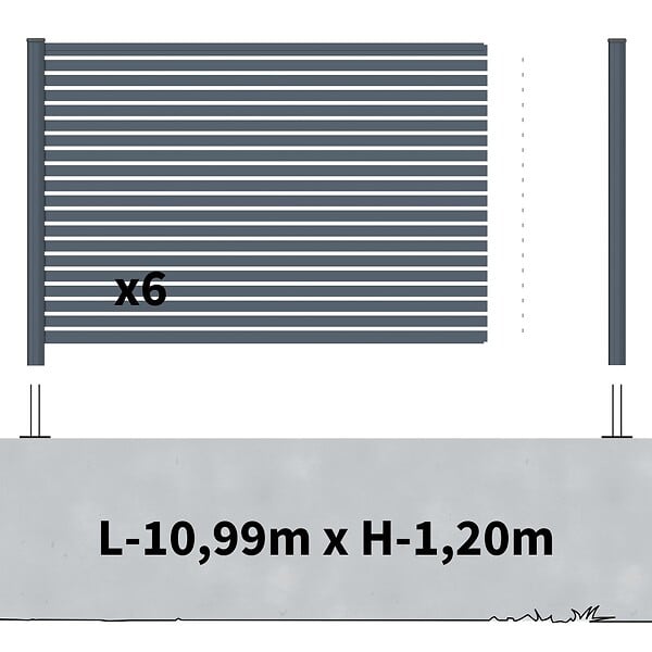 DECKLINEA - Kit Clôture Aluminium Ajourée sur Muret OLINDA Anthracite 11,03x1,2m - Lames ajourées 21x45x1780 mm - Brise Vue - Palissade - large