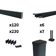 DECKLINEA - Kit Clôture Aluminium Ajourée sur Muret OLINDA Anthracite 11,03x1,2m - Lames ajourées 21x45x1780 mm - Brise Vue - Palissade - vignette