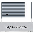 DECKLINEA - Kit Clôture Aluminium Ajourée sur Muret OLINDA Anthracite 7,38x1,2m - Lames ajourées 21x45x1780 mm - Brise Vue - Palissade - vignette