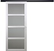 GD MENUISERIES - Porte Coulissante Tana blanc Vitrée H204 x L63 cm, Rail Alu bandeau noir - vignette