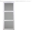 GD MENUISERIES - Porte Coulissante Kenya Blanc Vitrée H204 x L93 cm, Rail Aluminium bandeau blanc - vignette