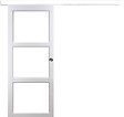 GD MENUISERIES - Porte Coulissante Kenya Blanc Vitrage transparent H204 x L83 cm, Rail Alu bandeau blanc, Coquilles - vignette