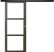 GD MENUISERIES - Porte Coulissante Gris Taupe RAL 7006 Vitrage transparent H204 x L83 cm, Rail Alu Bandeau noir, Coquilles - vignette