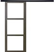 GD MENUISERIES - Porte Coulissante Gris Taupe RAL 7006 Vitrage transparent H204 x L83 cm, Rail Alu Bandeau noir - vignette