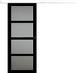 GD MENUISERIES - Porte Coulissante Telia Noir Vitrée H204 x L83 cm, Rail Alu bandeau blanc, Coquilles Noir - vignette